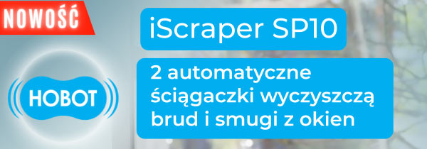 Nowość. iScraper SP10. 2 automatyczne ściągaczki wyczyszczą brud i smugi z okien. 