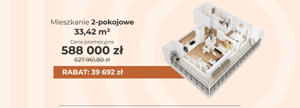Mieszkanie 2-pokojowe 588 000zł