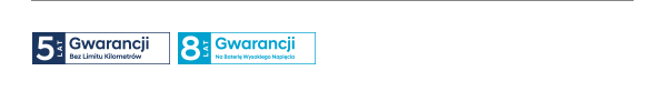 5 lat gwarancji bez limitu kilometrów i 8 lat gwarancji na baterię wysokiego napięcia.