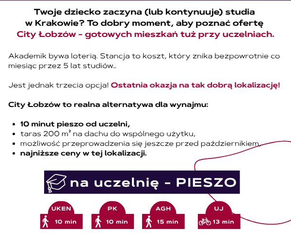 City Łobzów - 10 minut pieszo od uczelni
